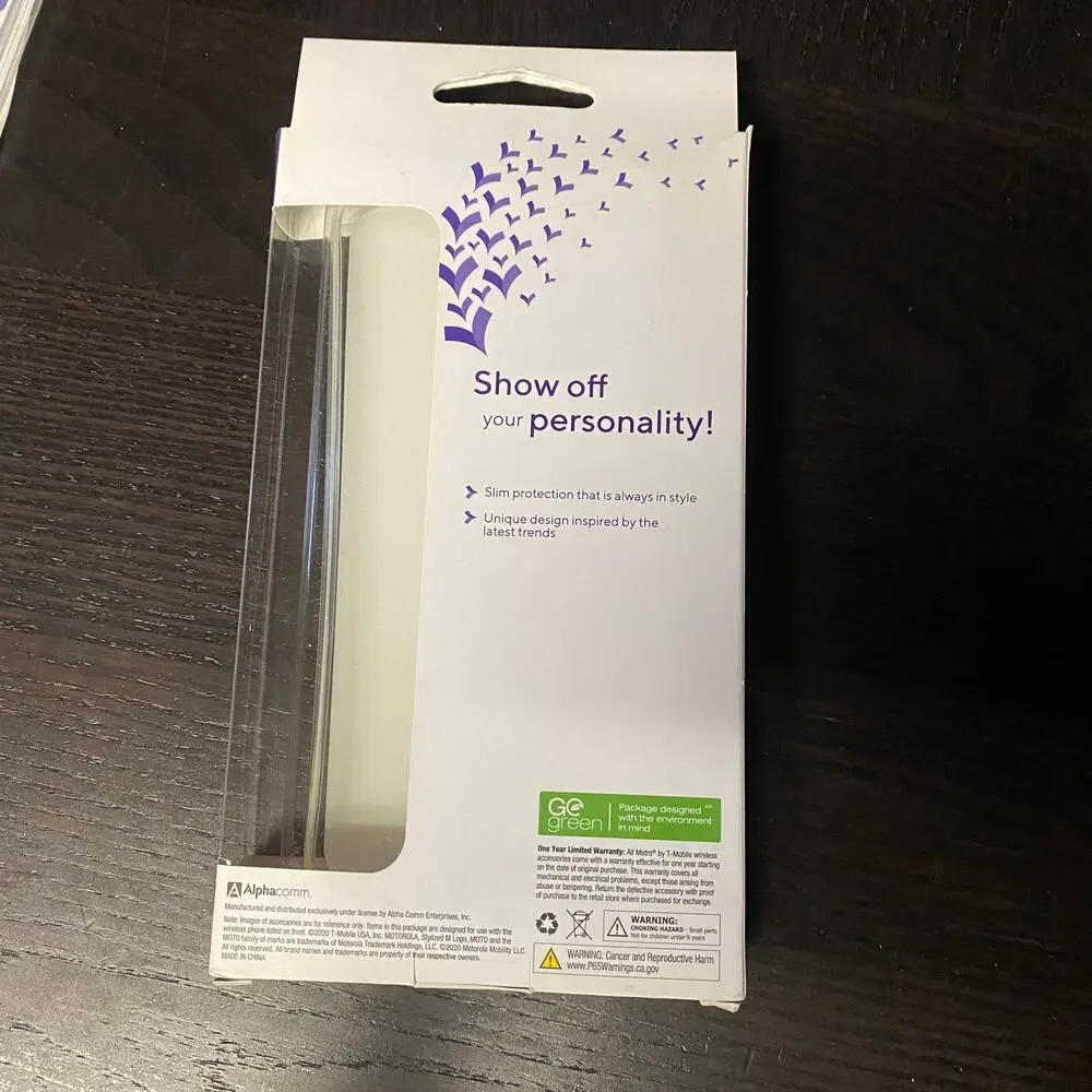 Moto E Fashion Case Metro by T-Mobile Purple Glitter Brand New
